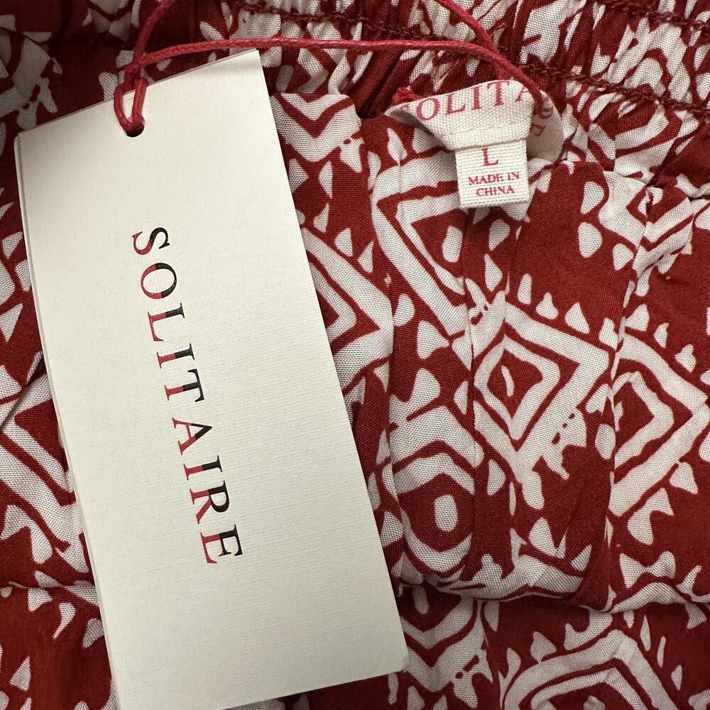 Solitaire Kimono Shorts Set Womens Large Red White Crochet Boho Festival New - Picture 4 of 16